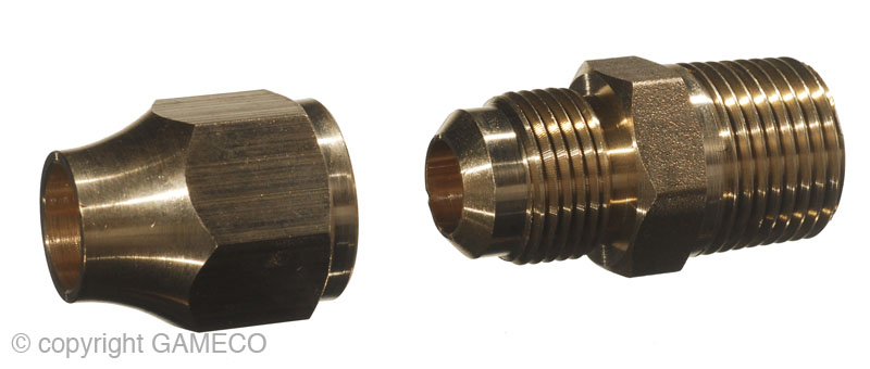 CATERING RESTAURANT-FITTINGS&VALVES MALE UNION 1/2FLARE x 1/4MBSP C/W NUT 